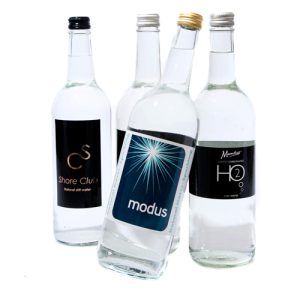 Branded Water – Tall Glass Water Bottle – Double Branding Label