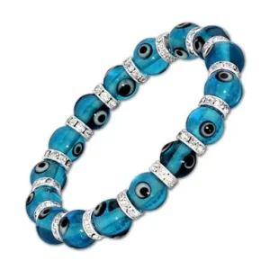 Evil Eye Stretch Bracelet Clear Blue 2