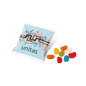 15g Promotional Branded Jolly Beans in a Personalised Flow Bag