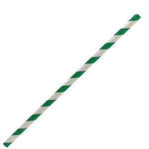 PAC GREEN STRIPE PAPER STRAW 50PC