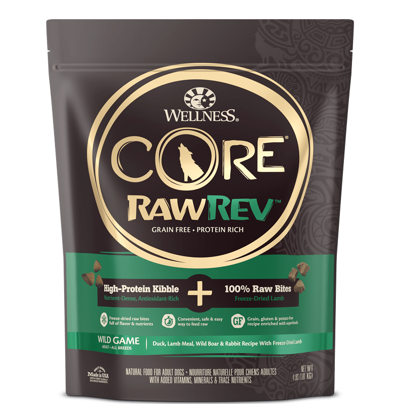 Wellness CORE RawRev Wild Game + 100% Raw Lamb Dry Food for Adult Dogs - 4lbs - Image 2