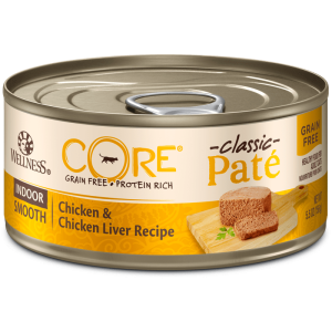 Wellness CORE Grain Free Indoor Chicken, Chicken Liver & Turkey Pate Canned Food for Adult Cats - 5.5oz